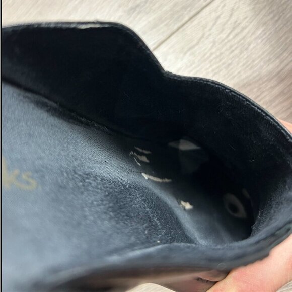 Clarks Cilantro Black Leather Open Back Comfort Clogs - Picture 6 of 10